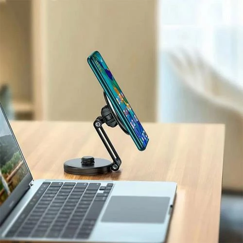 Polham Magsafe Uyumlu Araç içi Torpido Üstü ve Masaüstü Telefon Tutucu, Teleskpik Döner Başlıklı Telefon Tutucu - 4