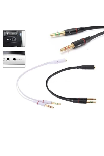 Kulaklık Mikrofon Çoklayıcı 3.5mm Splitter Switch Dönüştürücü Adaptör - 8