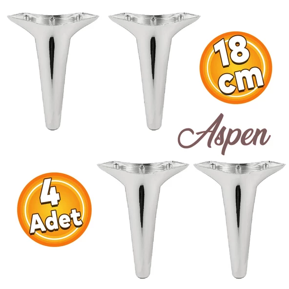Aspen Lüks Mobilya Kanepe Koltuk Tv Ünitesi Konsol Ayağı Ayakları 18 Cm Krom Ayak (4 ADET)