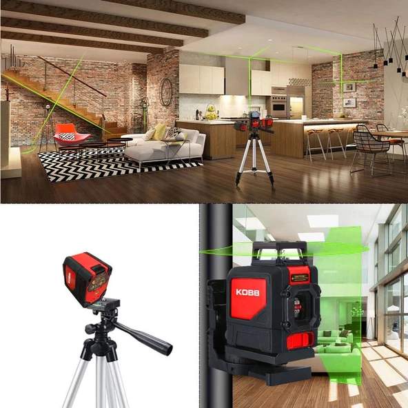 KOBB KBL30GTP 25 Metre Profesyonel Yatay 360° ve Dikey Otomatik Hizalamalı Yeşil Çapraz Çizgi Lazer Distomat + Tripod - 3