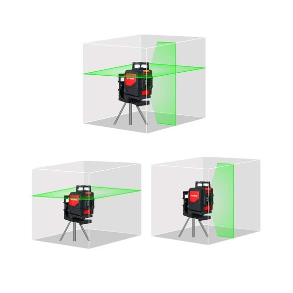 KOBB KBL30GTP 25 Metre Profesyonel Yatay 360° ve Dikey Otomatik Hizalamalı Yeşil Çapraz Çizgi Lazer Distomat + Tripod - 8