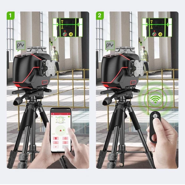 Kobb Kbl36gtp Profesyonel Li-İon Şarjlı 4X360⁰ Lcd Ekran Otomatik Hizalamalı Yeşil Çapraz Çizgi Lazer Distomat+Tripod - 7