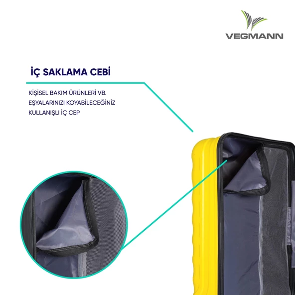 Vegmann Delphin Sarı Büyük Boy Valiz - 6