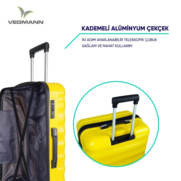 Vegmann Delphin Sarı 3 lü Valiz seti - Resim 8