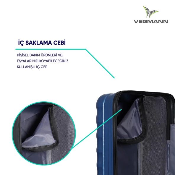 Vegmann Delphin Mavi 3 lü Valiz seti - 5