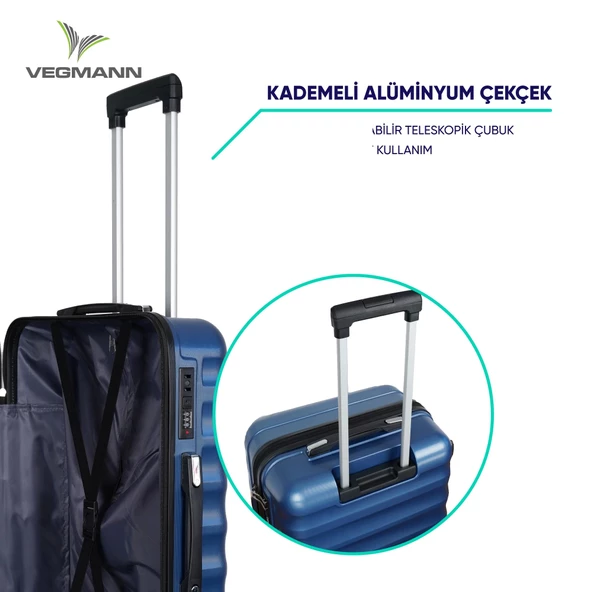 Vegmann Delphin Mavi 3 lü Valiz seti - 7