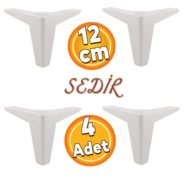 Sedir Lüks Mobilya Kanepe Sehpa Baza Tv Ünitesi Koltuk Ayağı Beyaz 12 Cm Ayakları (4 ADET)