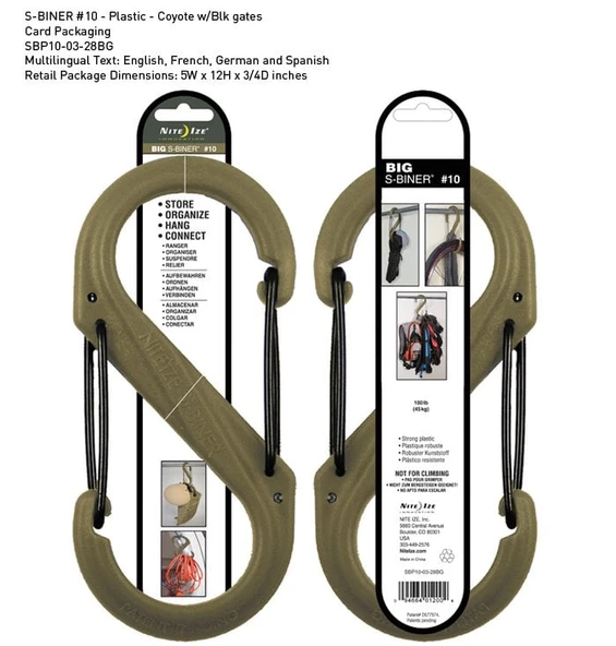 Nite-ize S-Biner Plastik size 10 Coyote/Blk Gate ürün görseli