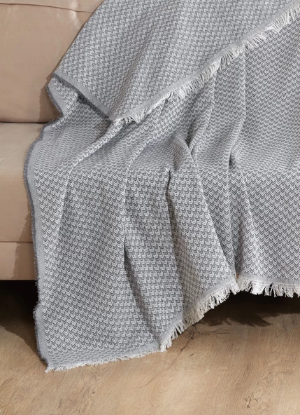 Viven Natural Keten Koltuk Örtüsü | Yakmaz Pamuklu Çekyat Örtüsü | Koltuk Şalı - 5