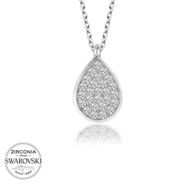 Swarovski Taşlı Lucky Life 925 Ayar Gumuss  Damla Bayan Kolye