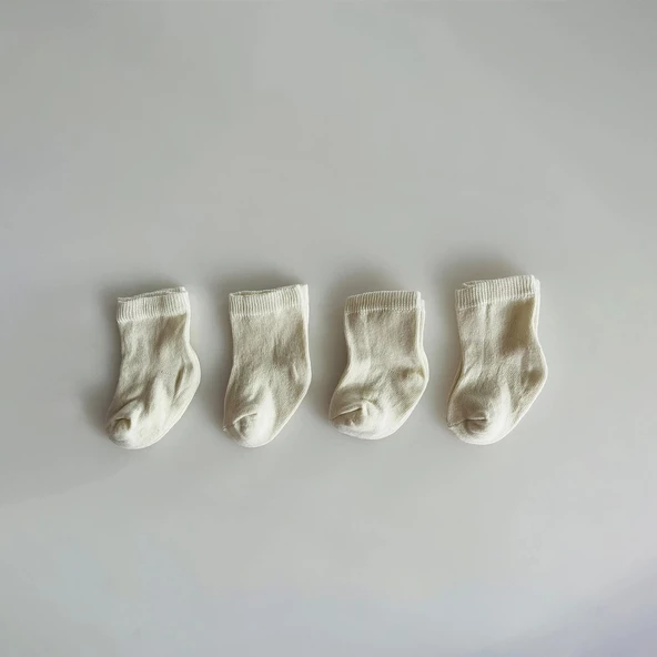Kukita Ekru Yenidoğan 4 lü Çorap Kuki02 - 4