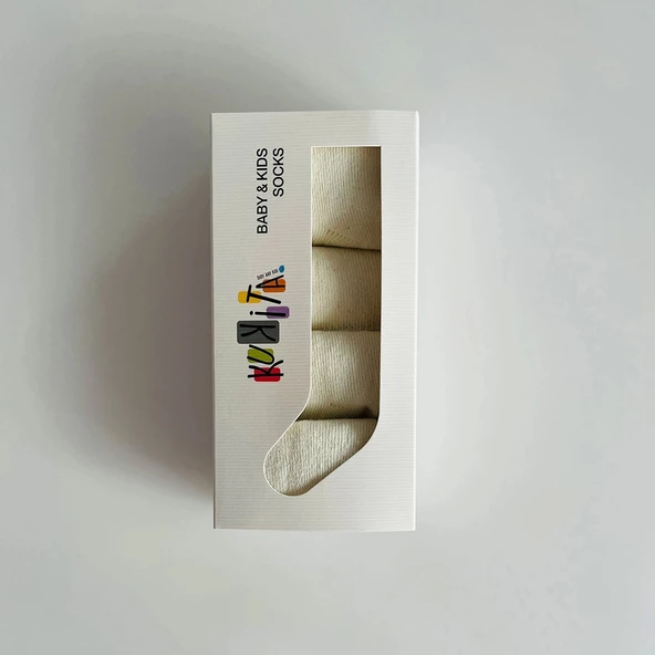 Kukita Ekru Yenidoğan 4 lü Çorap Kuki02 - 2