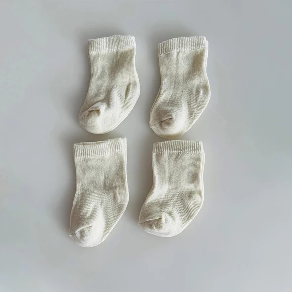 Kukita Ekru Yenidoğan 4 lü Çorap Kuki02 - 5