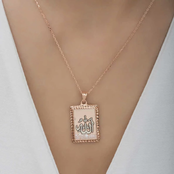 Lucky Life 925 Ayar Gumuss  Rose Allah Yazılı Lucky Life Lucky Life Lucky Life Kadın Kolye - 8