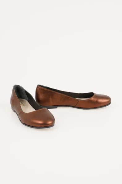 Hakiki Deri Kadın Babet Bağcıksız Düz Model Günlük Ayakkabı - Resim 7