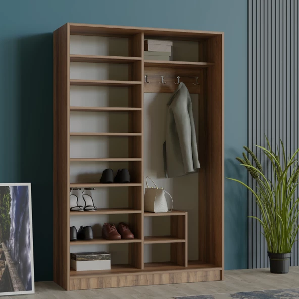 ABRE VM-300 CEVİZ BEYAZ SÜRGÜ KAPAKLI PORTMANTO - 3