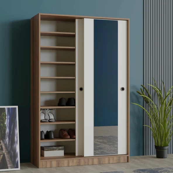 ABRE VM-300 CEVİZ BEYAZ SÜRGÜ KAPAKLI PORTMANTO - 2