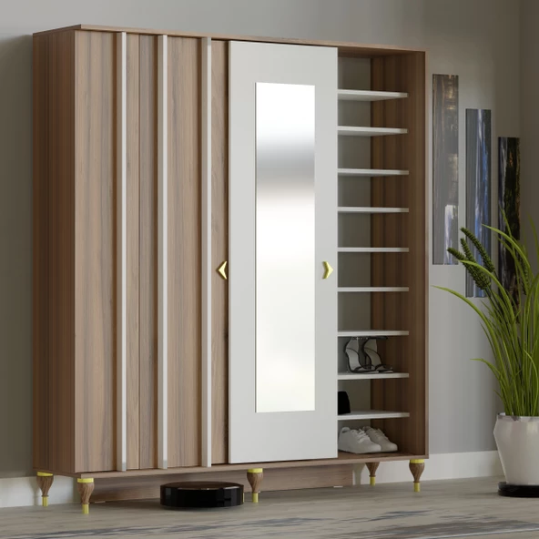 VİLZA SÜRGÜ KAPAKLI AYNALI PORTMANTO VESTİYER - 2