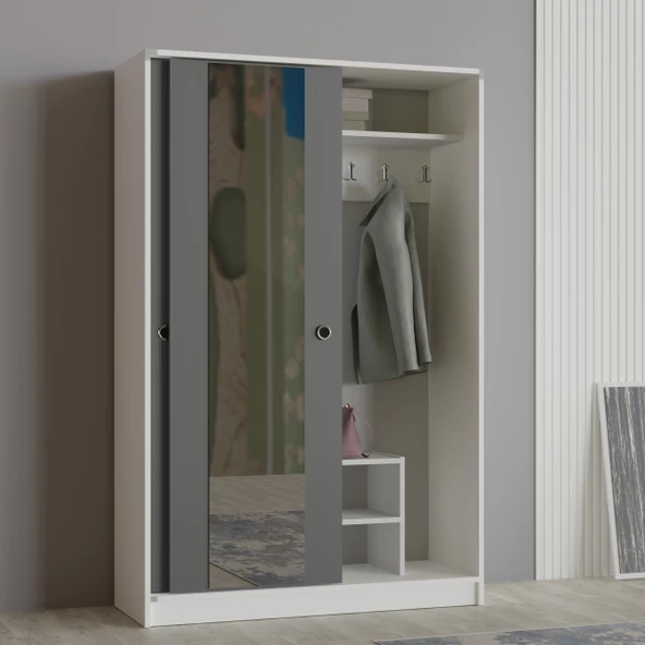 abre vm-300 BEYAZ-ANTRASİT portmanto vestiyer ayakkabılık - 2