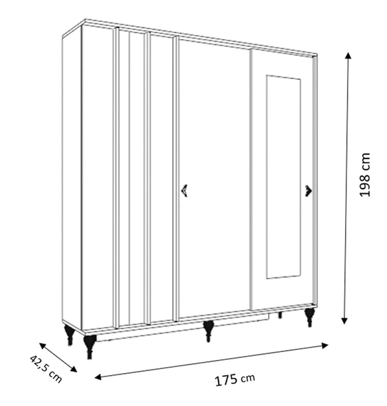 VİLZA BEYAZ SÜRGÜ KAPAKLI AYNALI PORTMANTO VESTİYER - 5