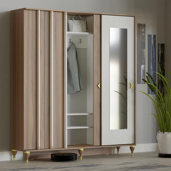 VİLZA SÜRGÜ KAPAKLI AYNALI PORTMANTO VESTİYER - 3