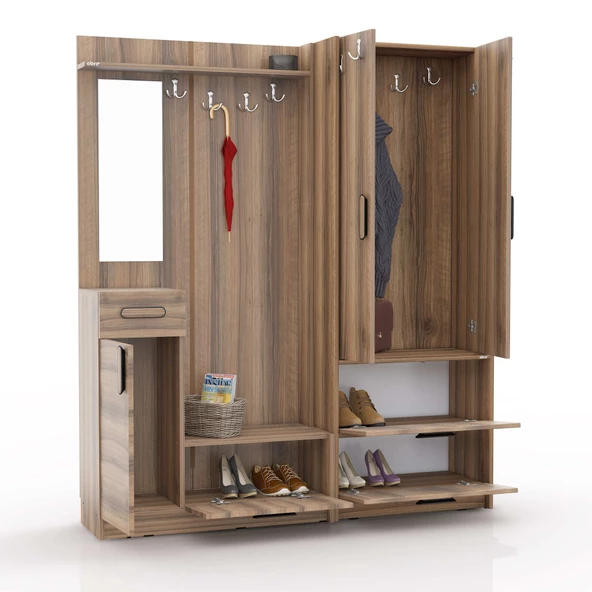 ABRE vm-36348 DORE CEVİZ vestiyer portmanto ayakkabılık - 3