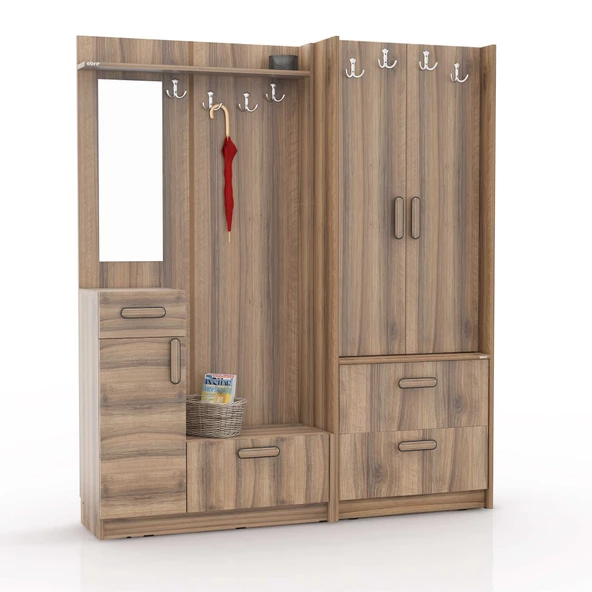 ABRE vm-36348 DORE CEVİZ vestiyer portmanto ayakkabılık - 2