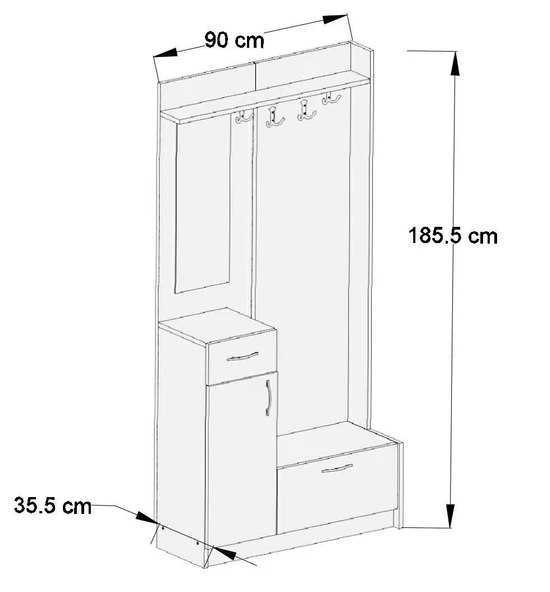 ABRE VM-36 ANTRASİT  GRİ PORTMANTO VESTİYER - 4