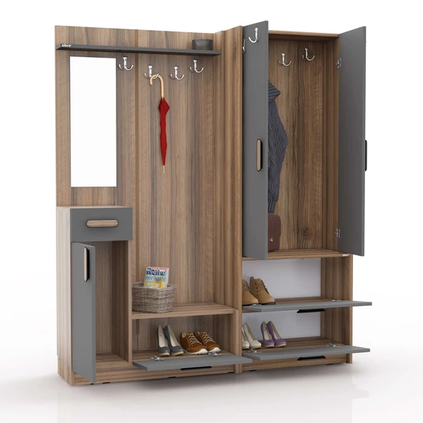 ABRE vm_36348 ANTRASİT vestiyer portmanto ayakkabılık - 3