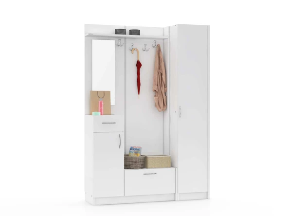 ABRE vm-3637 BEYAZ VESTİYER PORTMANTO AYAKKABILIK - 3