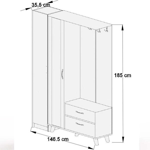 ABRE VM-34342 ANTRASİT VESTİYER PORTMANTO AYAKKABILIK - 4