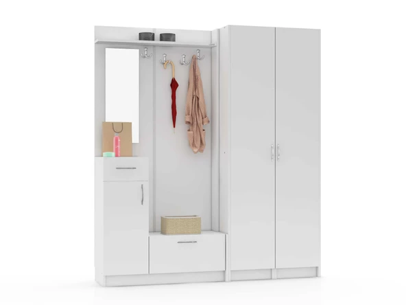 ABRE vm-363437 BEYAZ VESTİYER PORTMANTO AYAKKABILIK - 3