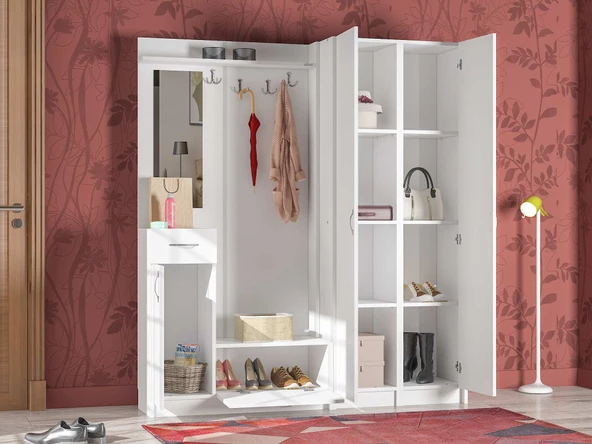 ABRE vm-363437 BEYAZ VESTİYER PORTMANTO AYAKKABILIK - 2