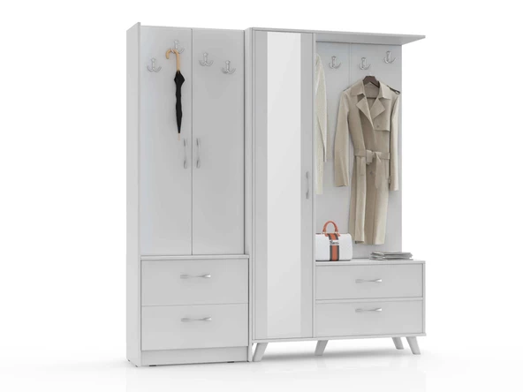 ABRE vm-342348 BEYAZ VESTİYER PORTMANTO AYAKKABILIK - 3