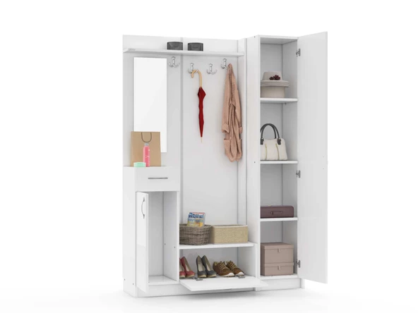 ABRE vm-3637 BEYAZ VESTİYER PORTMANTO AYAKKABILIK - 4