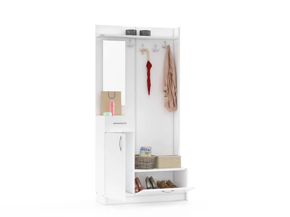 ABRE vm-36 BEYAZ VESTİYER PORTMANTO AYAKKABILIK - 4