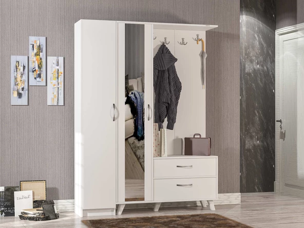 ABRE vm-34342 BEYAZ VESTİYER PORTMANTO AYAKKABILIK