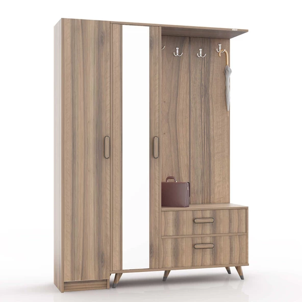 ABRE VM-34342 DORE CEVİZ VESTİYER PORTMANTO AYAKKABILIK - 2