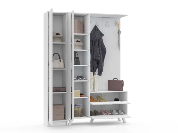 ABRE vm-34342 BEYAZ VESTİYER PORTMANTO AYAKKABILIK - 4