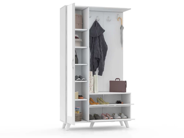 ABRE VM-342 BEYAZ  VESTİYER PORTMANTO - 4