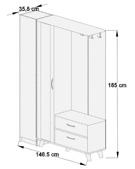 ABRE vm-34342 BEYAZ VESTİYER PORTMANTO AYAKKABILIK - 5