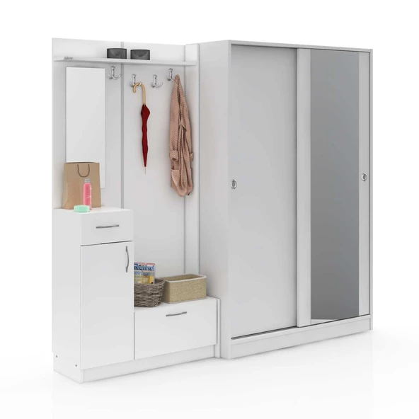 ABRE vm-36300 BEYAZ VESTİYER PORTMANTO AYAKKABILIK - 3