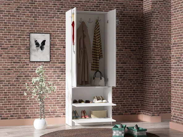 ABRE vm-348 BEYAZ VESTİYER PORTMANTO AYAKKABILIK - 2