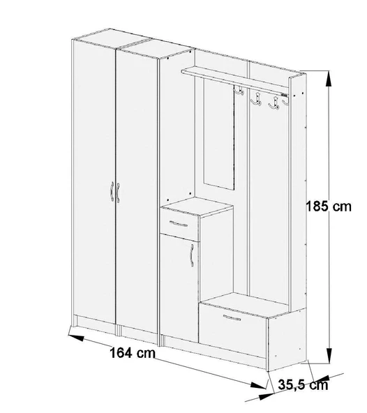 ABRE vm-343736 BEYAZ VESTİYER PORTMANTO AYAKKABILIK - 5