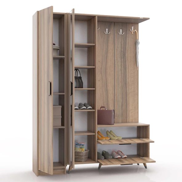 ABRE VM-34342 DORE CEVİZ VESTİYER PORTMANTO AYAKKABILIK - 3