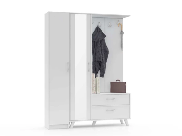 ABRE vm-34342 BEYAZ VESTİYER PORTMANTO AYAKKABILIK - 3