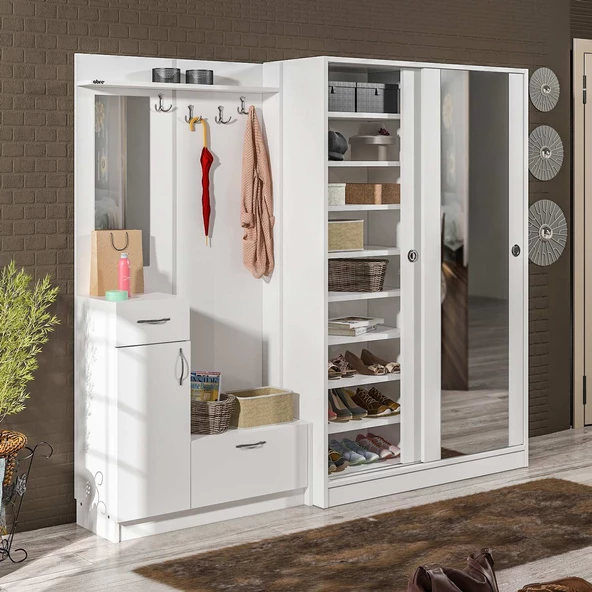 ABRE vm-36300 BEYAZ VESTİYER PORTMANTO AYAKKABILIK - 2