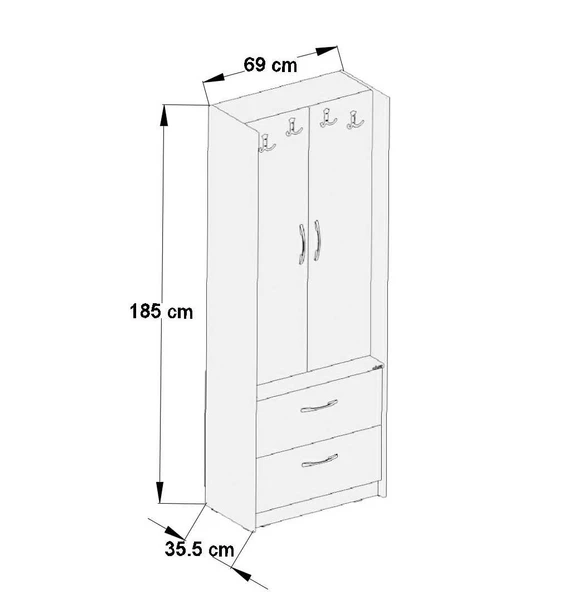 ABRE vm-348 CEVİZ VESTİYER PORTMANTO AYAKKABILIK - 5