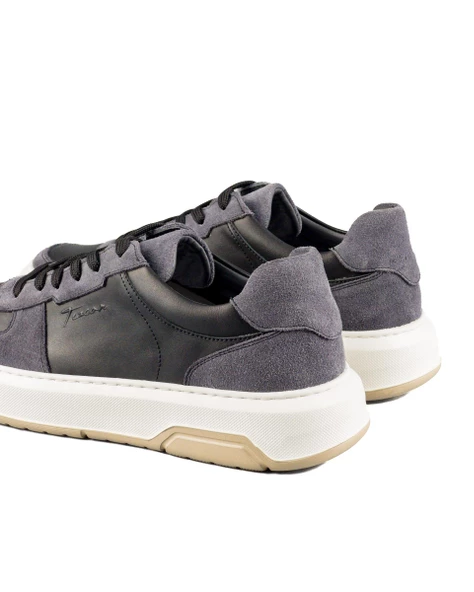 Hornet Gri Süet Ve Siyah Hakiki Deri Erkek Spor (Sneaker) Ayakkabı - Resim 5