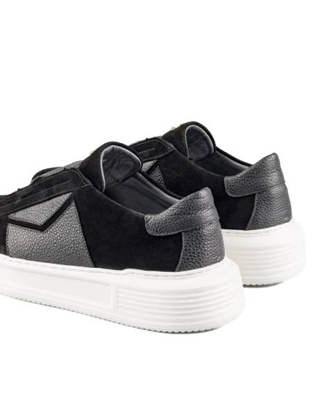 Virago Siyah Süet Ve Siyah Hakiki Deri Erkek Spor (Sneaker) Ayakkabı - Resim 5